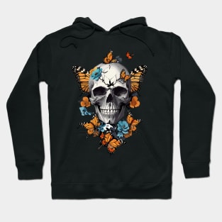 Skull with butterflies beautiful art Hoodie